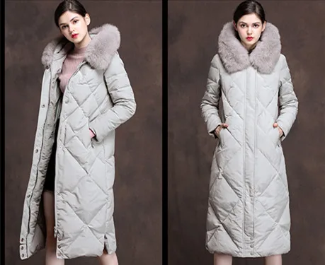 Women Winter Duck Down Jackets Hooded Big Fox Fur Collar Long Coats Dded Down Overknee Jacket Women Winter 2018 AS054 (8)