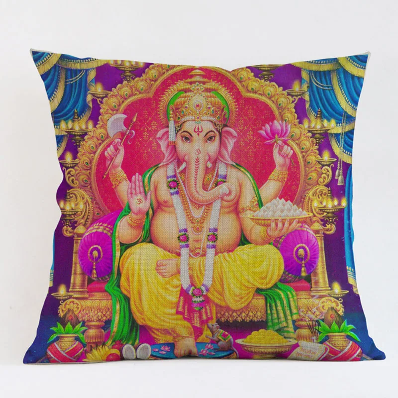 

Hinduism mythical charcters Ganesha God Hanuman Goddess Durga Pattern pillow case Religious Belief Decoration cushion cover