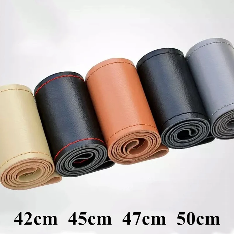 

DIY Braid On steering-wheel Car Steering Wheel Cover With Needles and Thread Soft Artificial leather Diameter 42 45 47 50cm