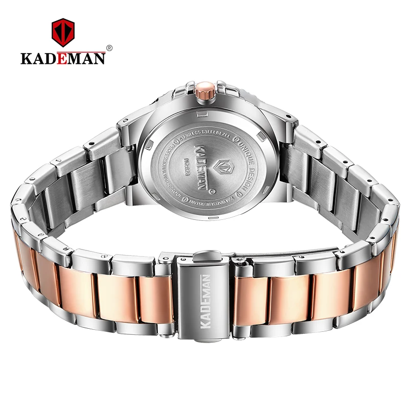 KADEMAN Топ люксовый бренд женские наручные часы для женщин календарь модные Кристаллы Стразы водонепроницаемые полностью стальные Relogio 826