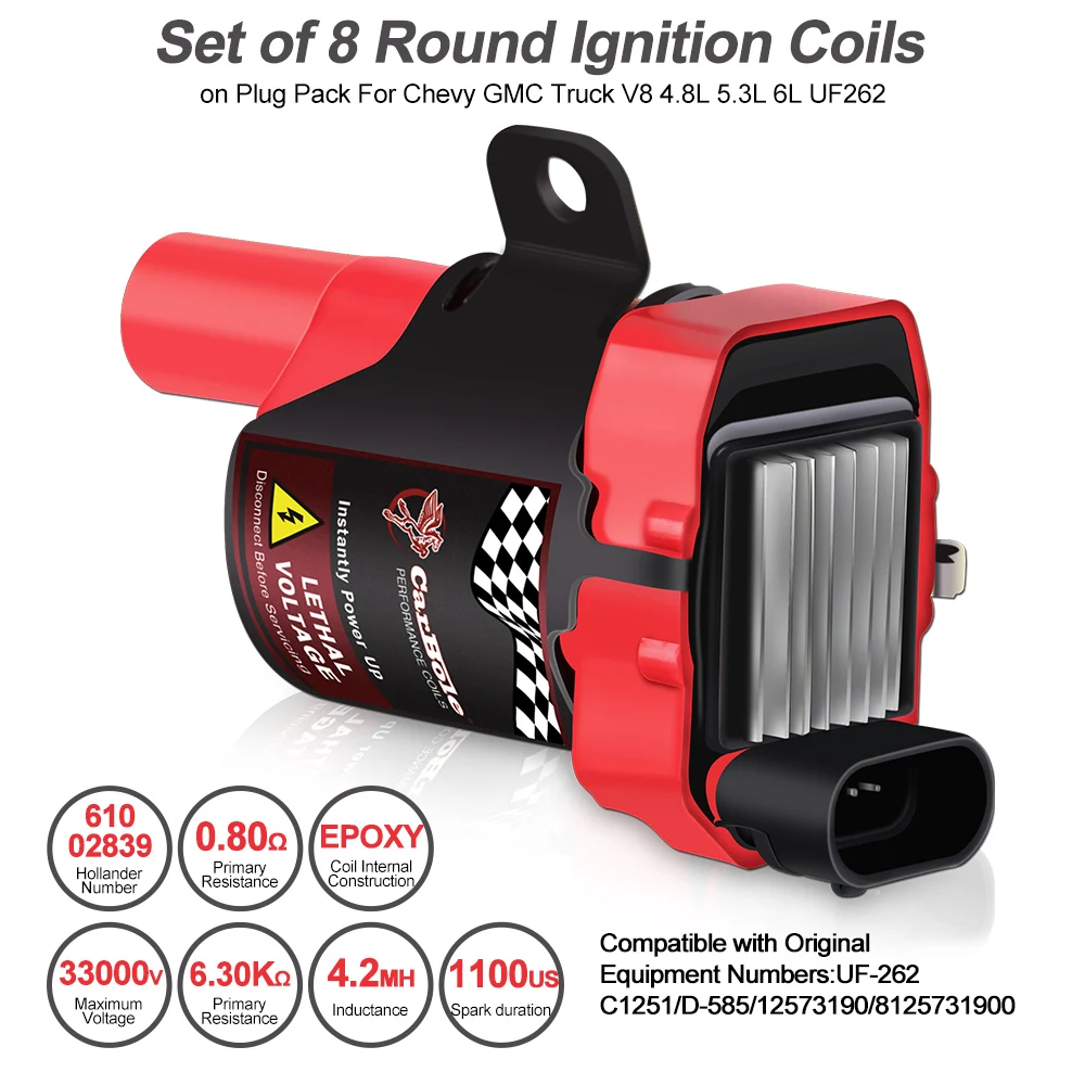 CarBole 8PCS Round UF262 Ignition Coils for
