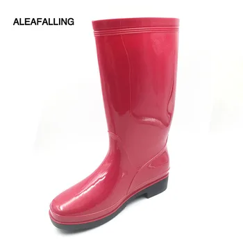 

Aleafalling Mid Calf New Arrival Rain Boots Waterproof Woman PVC Flat Shoes Garden Worker Rain Rubber Trend Design Boots W157