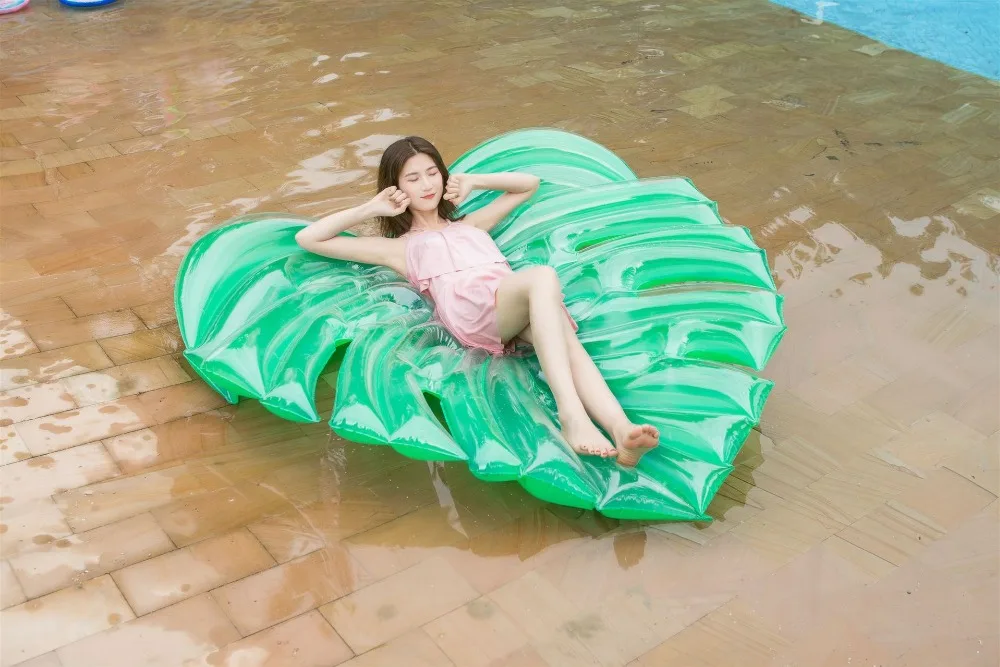 New design adult swimming pool water toys green leaves leaf tube accessories tube rafting water toys (3)