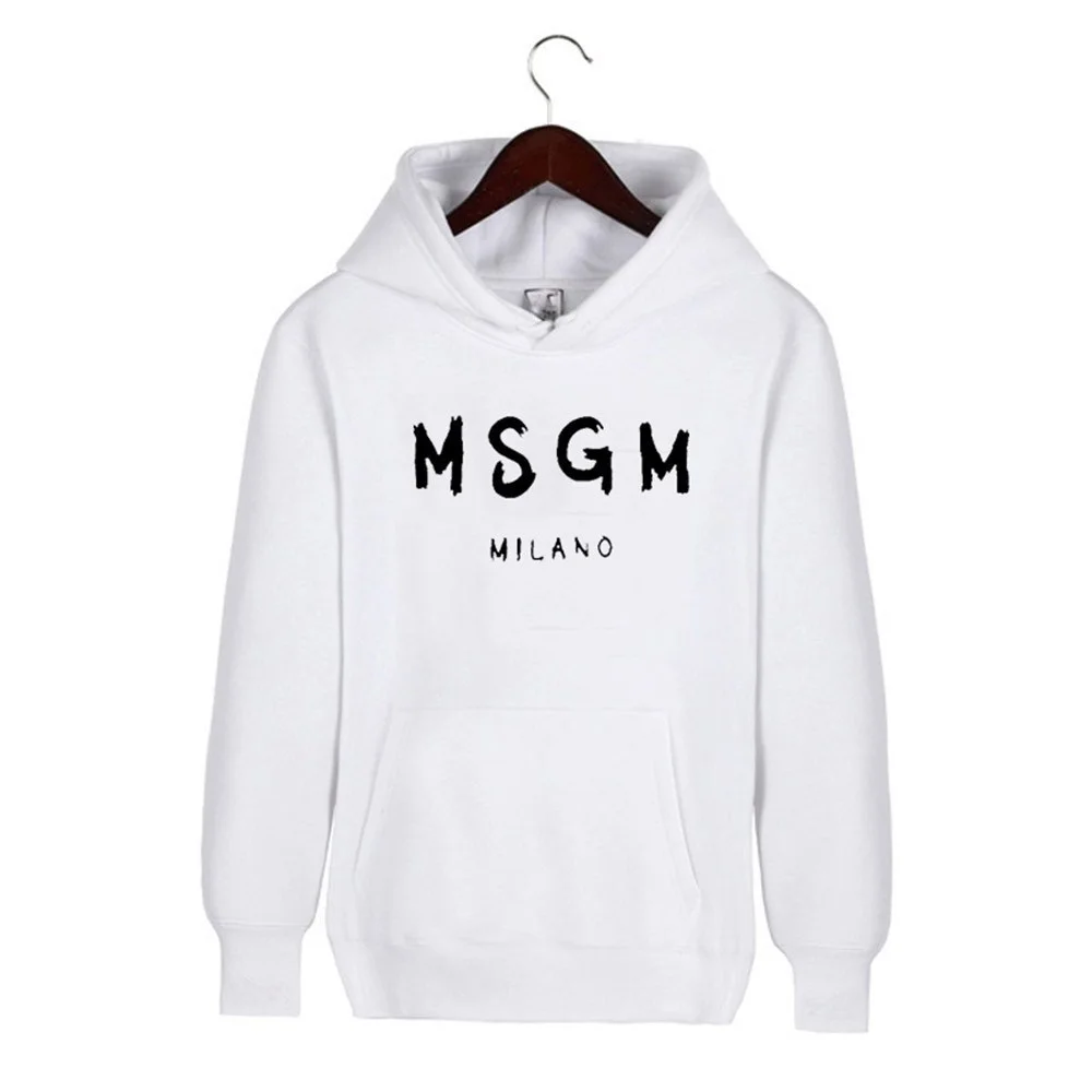ميلانو MSGM النساء هوديس القطن 3xL الشارع الشهير المتناثرة مقنعين هودي يستأصل الغدد التناسلية هوديس بلوزات أسود أبيض طويل كم S-XXXL