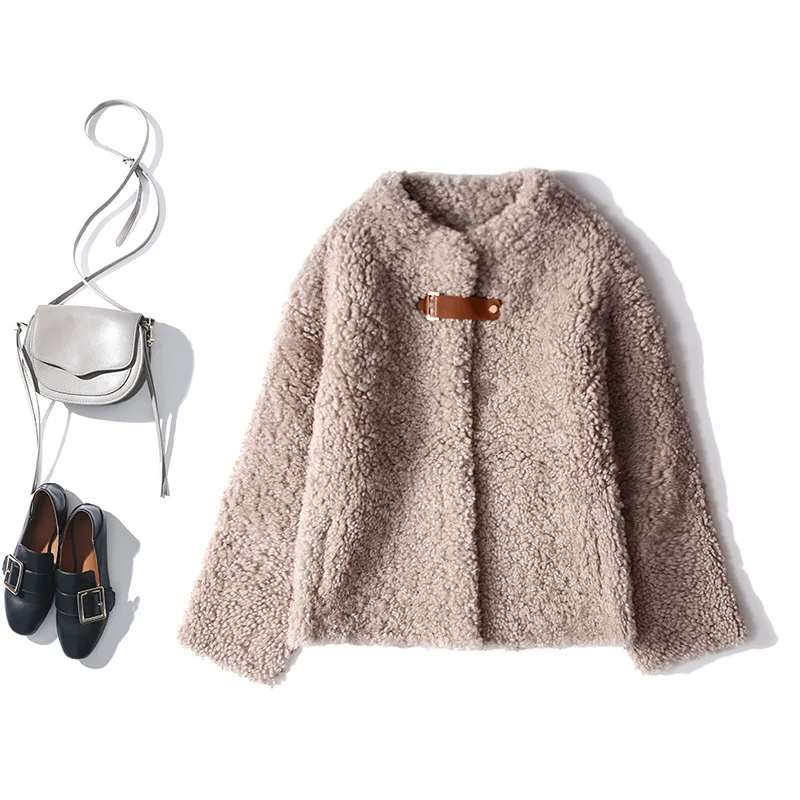 Женское зимнее пальто из натурального меха, Женская шерстяная куртка для стрижки овец, Двусторонняя одежда Abrigos Mujer Invierno 2C909W1504 YY674 - Цвет: Grey