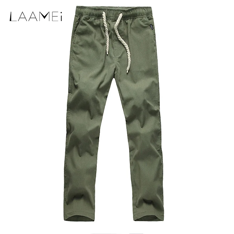 

Laamei Summer Linen Beach Pants Men's Quick Dry Trouser Male Solid Fitness Straight Pants Plus Size Lightweight Drawstring Pant