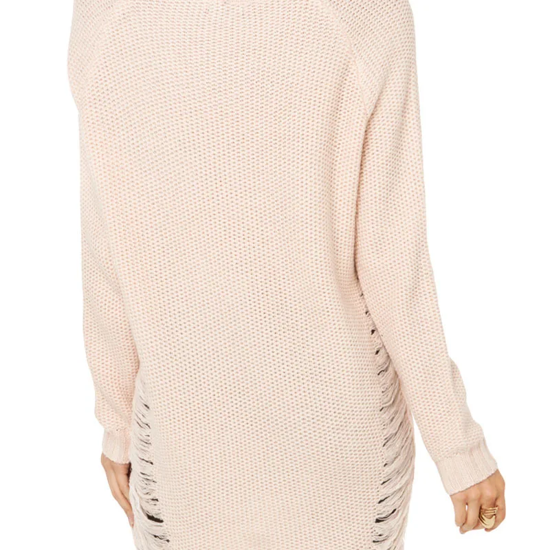 HYH HAOYIHUI 2016 Brand New Autumn Fashion Women Casual Solid Loose Hollow Top O-neck Lone Sleeve Party Distressed Sweater