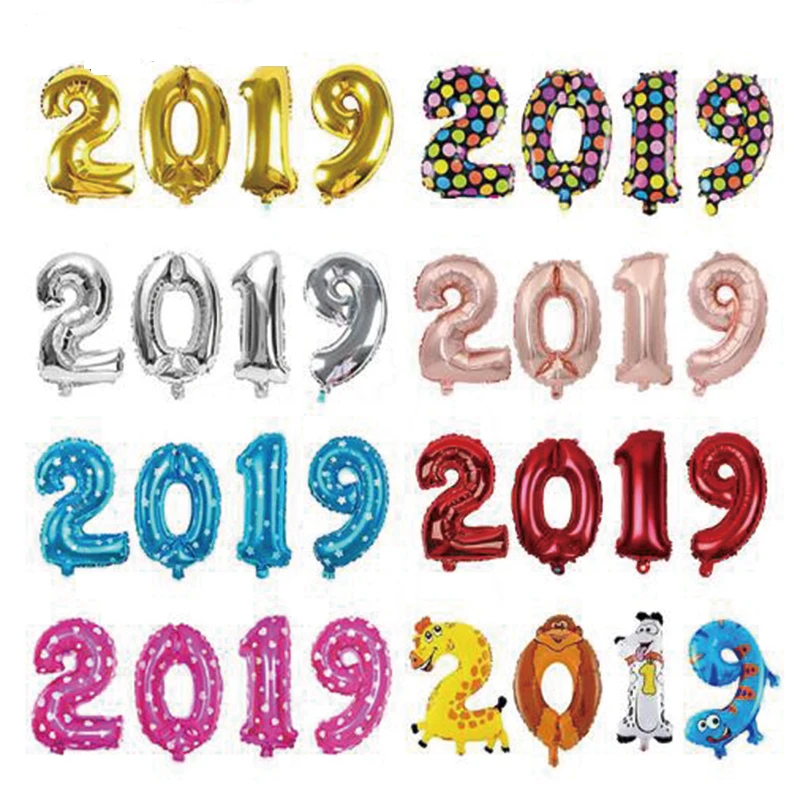 

4pcs navidad 2019 Number Foil Balloons Rose gold Digit Air Globos Christmas Decorations for home Happy New Year Party Supplies