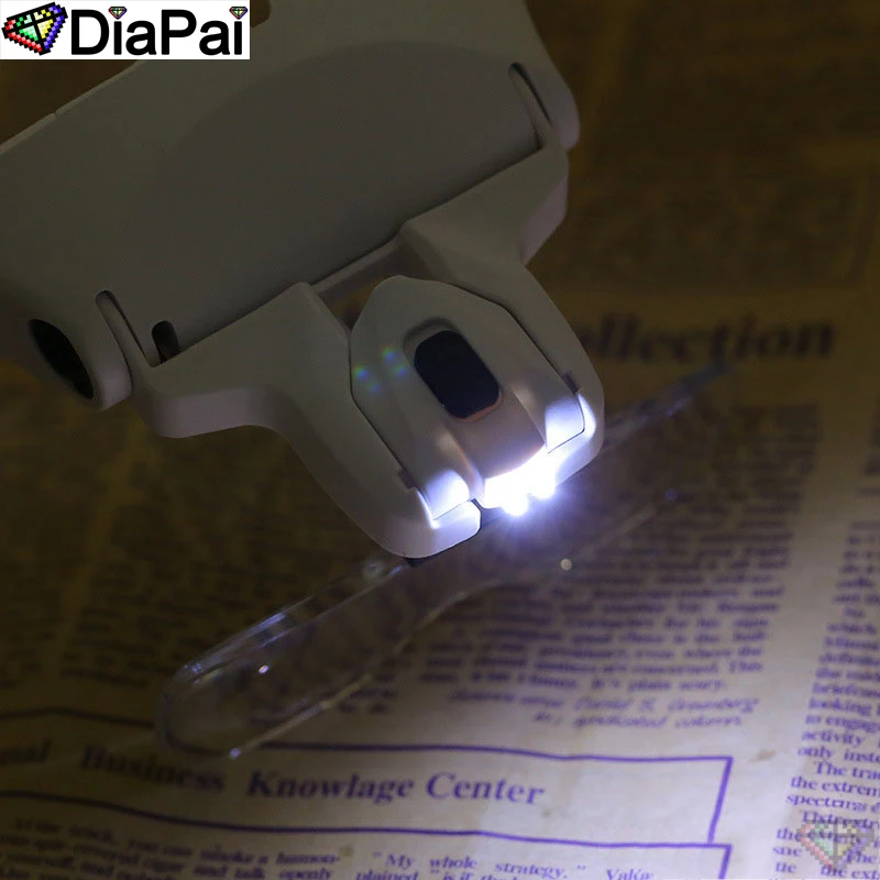 Diamond Painting Accessories DIAPAI Diamond Painting Embroidery 1.0X 1.5X 2.0X 2.5X 3.5X Adjustable 5 Lens Loupe LED Light Headband Magnifier Glass With Lamp