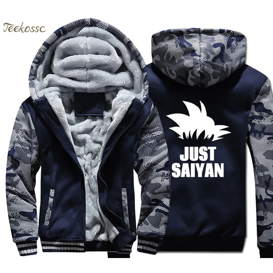 

Anime Dragon Ball Just Saiyan Hoodie Men Harajuku Hooded Sweatshirt Coat 2018 Winter Warm Fleece Thick Vegeta Dragonball Jacket