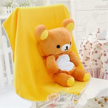 

1pcs New Lovely Rilakkuma pillow stuffed doll air conditioning Blanket summer cool bear Blanket 2 in 1