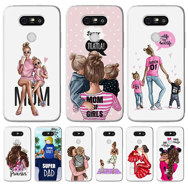 

Luxury cartoon Baby Mom Girl Queen Woman For LG G 4 5 6 Q 6 8 K 4 7 8 10 2017 X power 2 screen phone Case Cover Funda Coque Etui