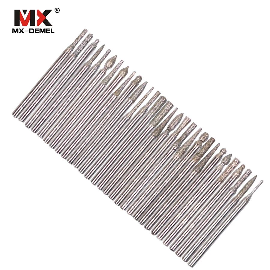 MX-DEMEL 30pcs DIAMOND BURR Bit Set for DREMEL Rotary Tools 1/8