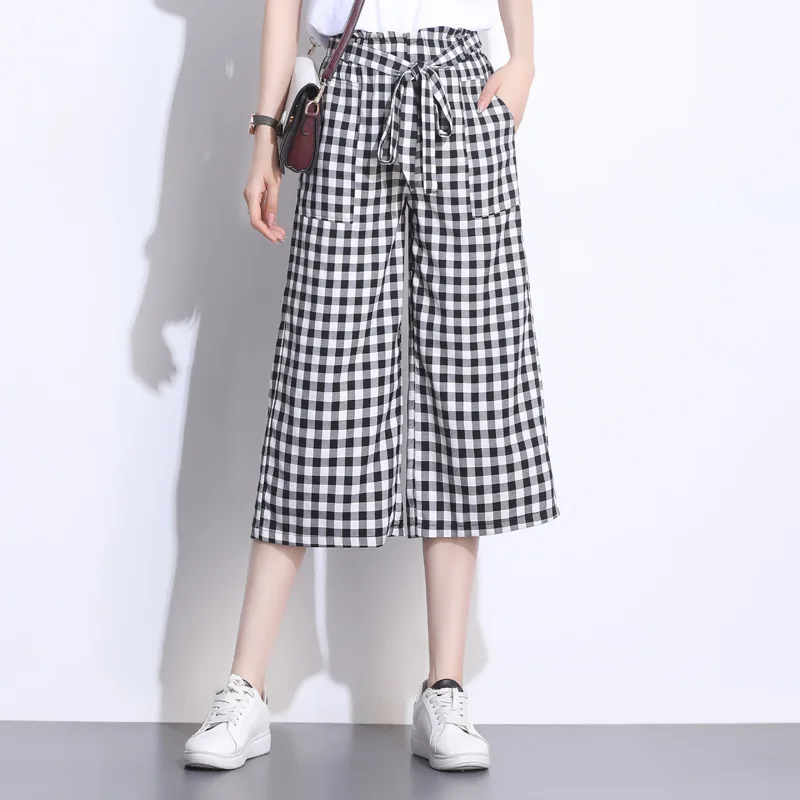 Pantaloni cargo donne pantaloni pantalones mujer de jogging vadim shein di  Estate del plaid casuale dei pantaloni a vita alta allentati pantaloni  gamba larga più il formato|Pants \u0026 Capris| - AliExpress