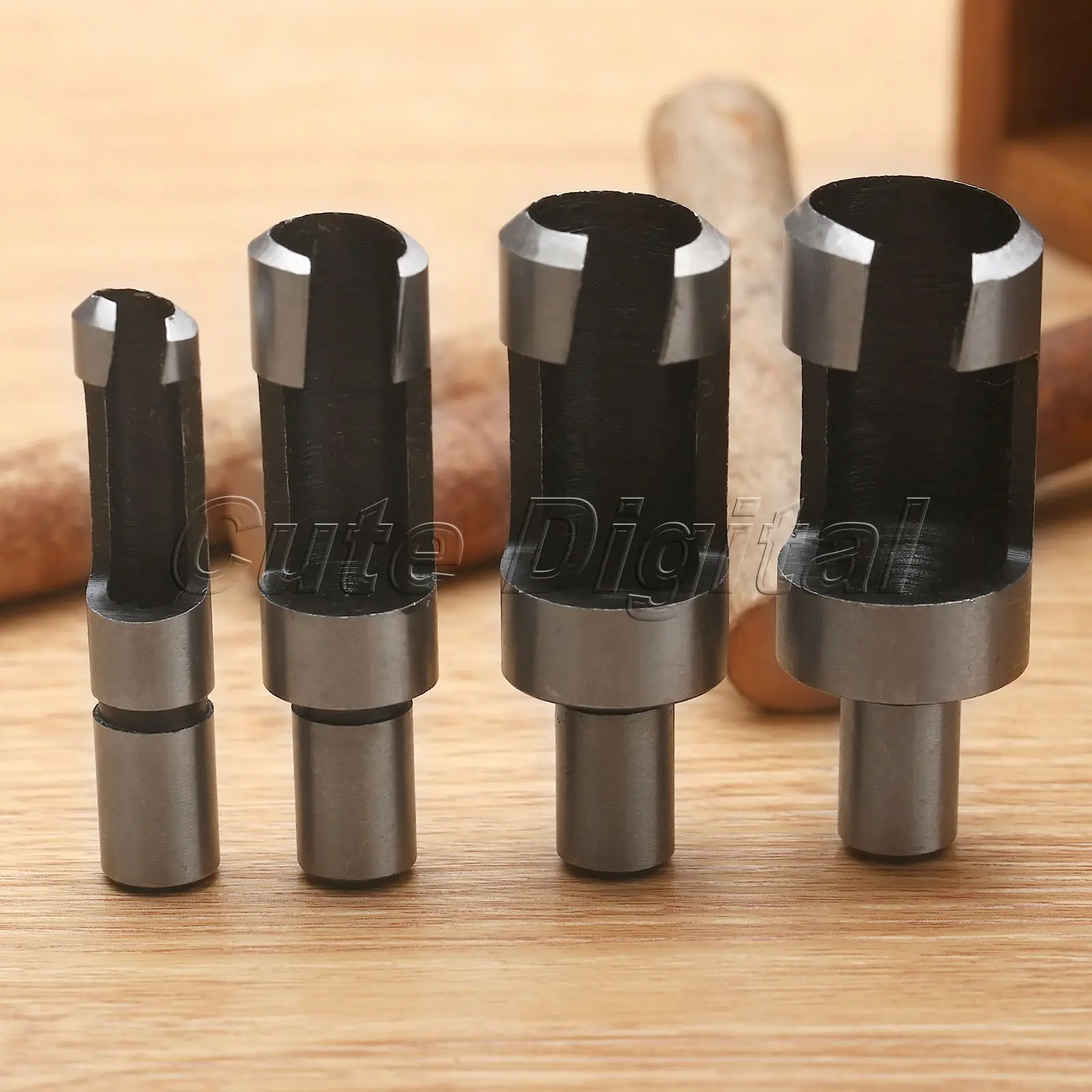 4Pcs 6/10/13/16mm Carbon Steel Wood Work Plug Cutter Cutting Power Tool Drill Bit Set for Wood Cutting 10mm Shank Electric Tool