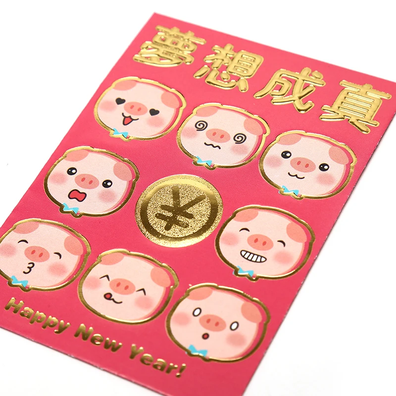 6 шт./упак. милый красный конверт для заполнения в деньги китайской традиции Hongbao подарок Новый год свадьба красный конверт подарок на день