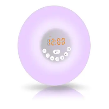 

Wake Up Light Sunrise Simulation Alarm Clock with Sunset & Snooze Function Bedside Night Light 6 Colors 7 Alarm Sound & FM Radio