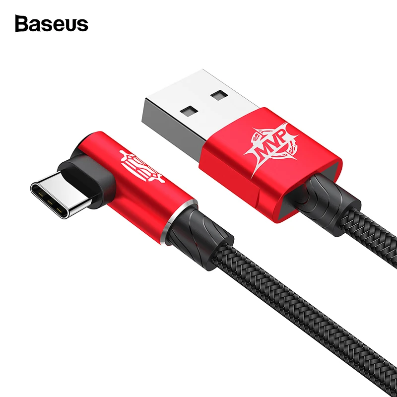 Baseus usb type-C кабель 90 градусов USB C зарядное устройство Шнур Быстрая зарядка USBC type-c кабель для samsung S10 S9 S8 Oneplus 6t 6 5 USB-C