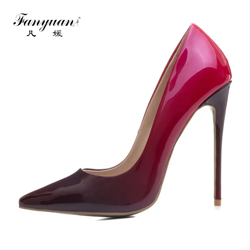 

Fanyuan Women Super High Heels Sexy Thin Heels Pumps Patent Leather Pointed Toe Party/Wedding Stilettos Shoes For Woman
