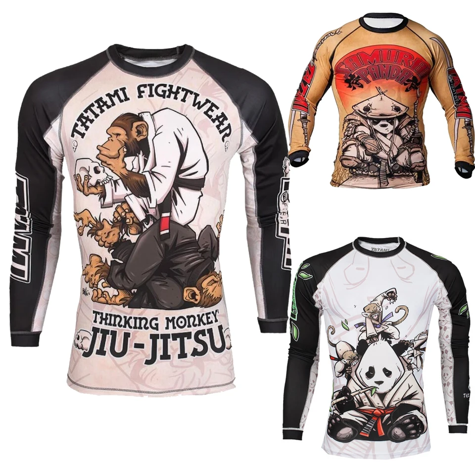 

MMA Rashguard Boxing Shirt Printed BJJ GI Monkey Men Fitness Boxing Suits Bodybuilding Male Jiu Jitsu muay thai Boxing Jerseys