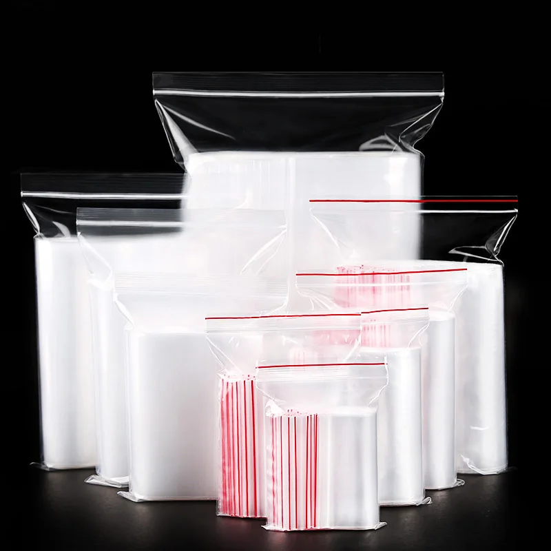 

100Pcs Plastic Poly Bags Grip Resealable Reclosable Zip Lock Bag Organizer Sundries Waterproof Self Seal Storage Clear Bag