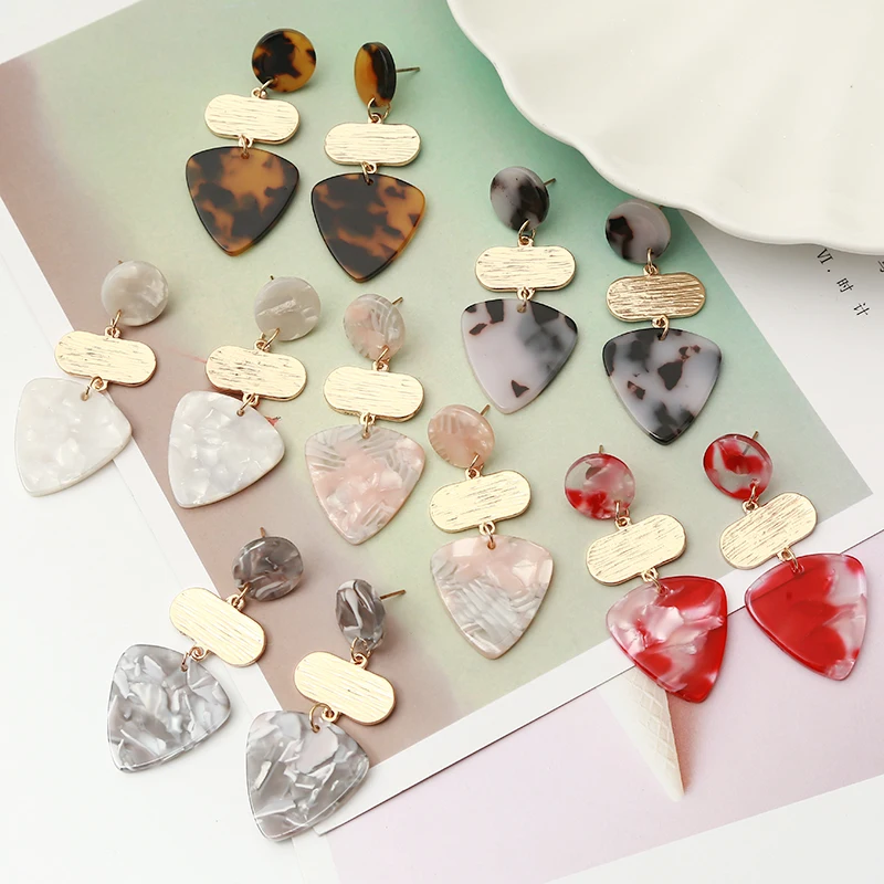 

ZOSHI New Colorful Heart Resin ZA Fashion Women Statement Earrings Leopard Large Dangle Drop Earrings Party Jewelry Wholesale