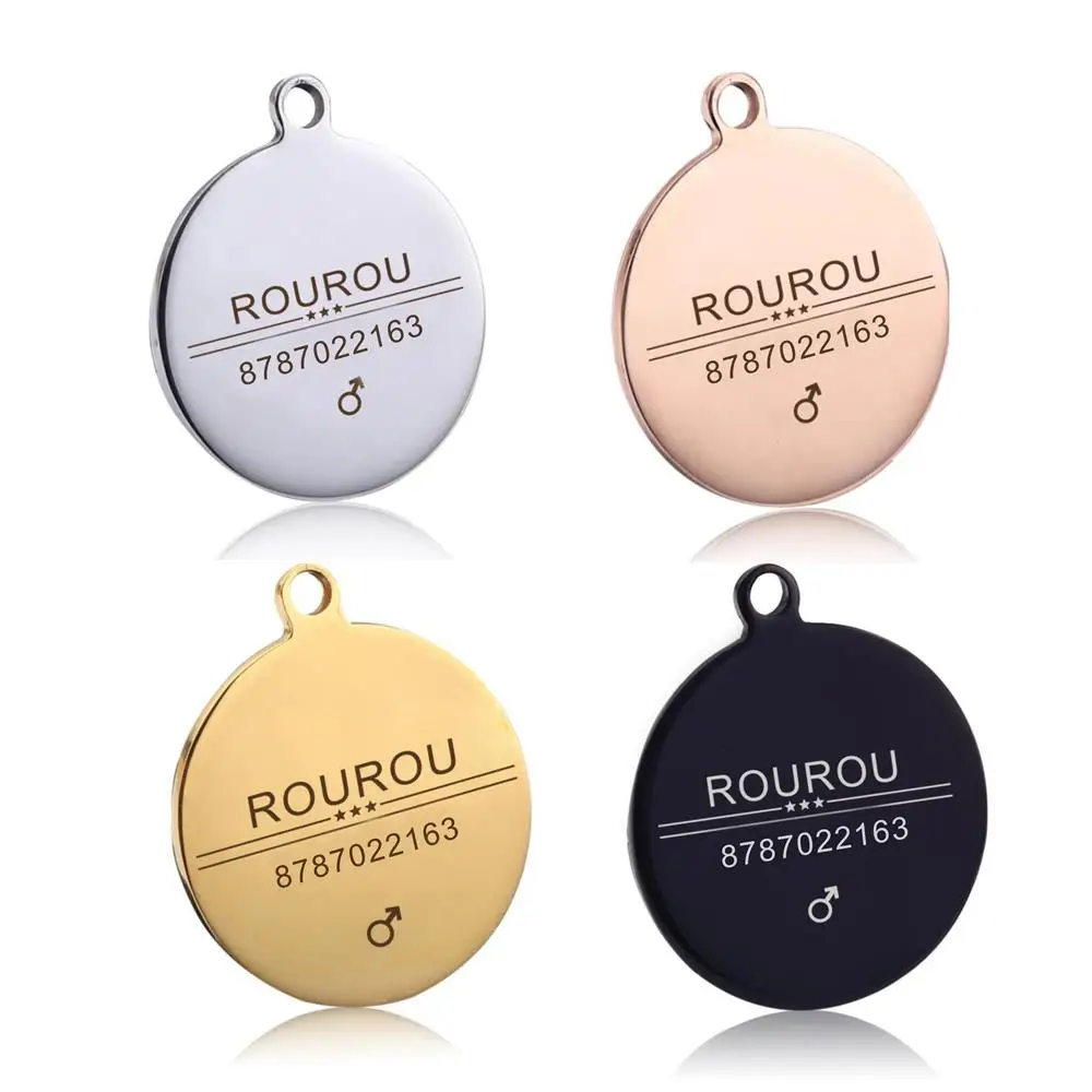 Pet ID Tags Dog Collar Tags Pet ID Medal Pendant Pet ID Tag Stainless Steel Dog Cat Name Tags Collar Accessories Pendant Customized