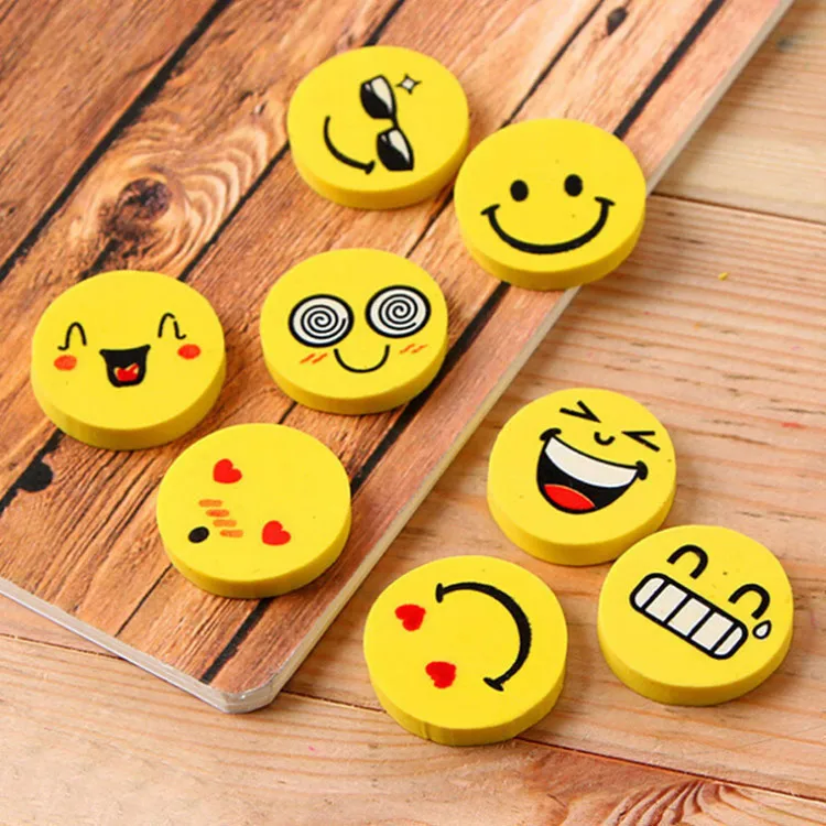 20 Pcs/lot Smile Face Erasers Rubber For Pencil Kid Funny Cute