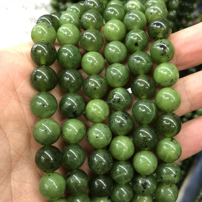 4/6/8/10/12mm Natural Nephrite Green Jade Round Gemstone Loose Beads 15'' 