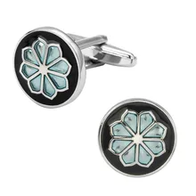 Men’s shirts Cufflinks high-quality copper material Blue enamel circular patte Cufflinks Cufflinks 2 pairs of packaging for sale
