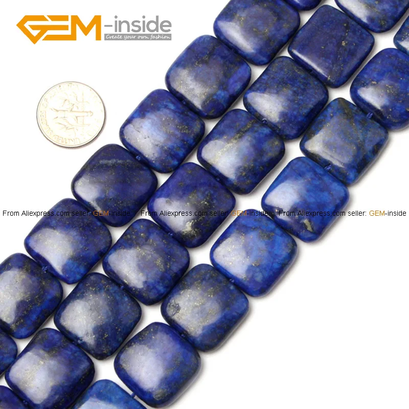 

Gem-inside 12-20mm Dyed Color Square Stone Beads Blue Lapis Lazuli Beads For Jewelry Making Beads Necklace 15inch DIY Beads
