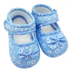 Новый Обувь для младенцев на мягкой подошве Обувь для младенцев бантом Foral Обувь 11 12 13 см