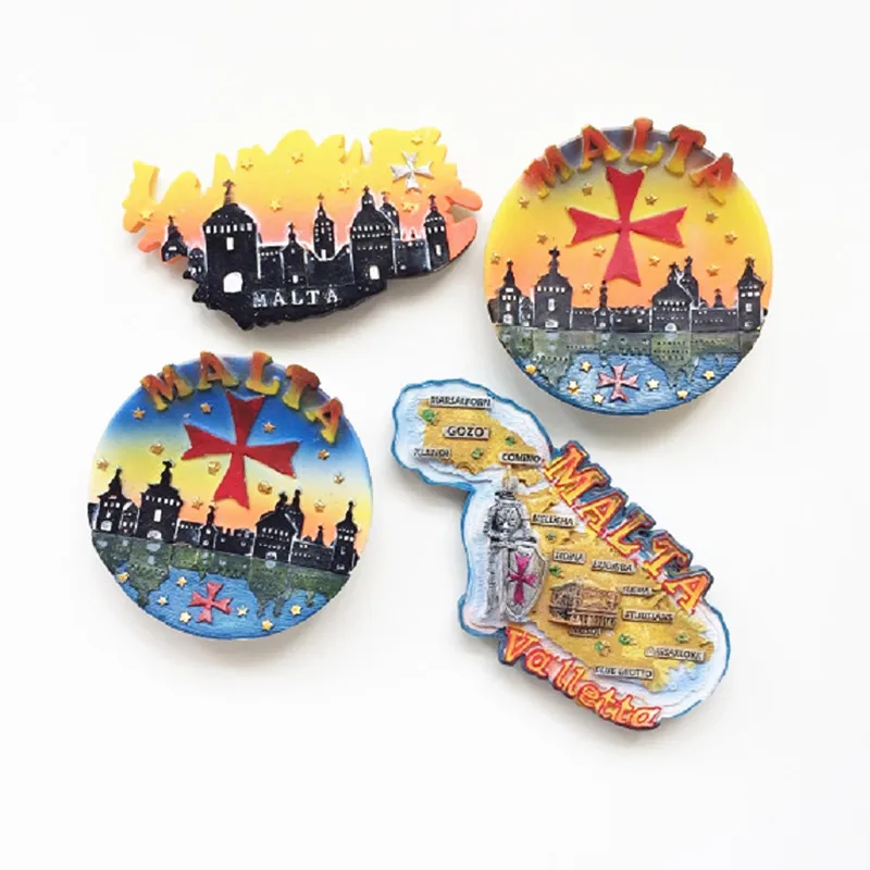 Hot Sale Hand painted Panoramic View Of Malta Map 3D Fridge Malta Tourism Souvenir