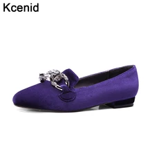 Kcenid/ г.; весенние женские бархатные туфли на плоской подошве с круглым носком без застежки; Модные низкие Туфли со стразами и цепочкой; комфортные ботинки mujer