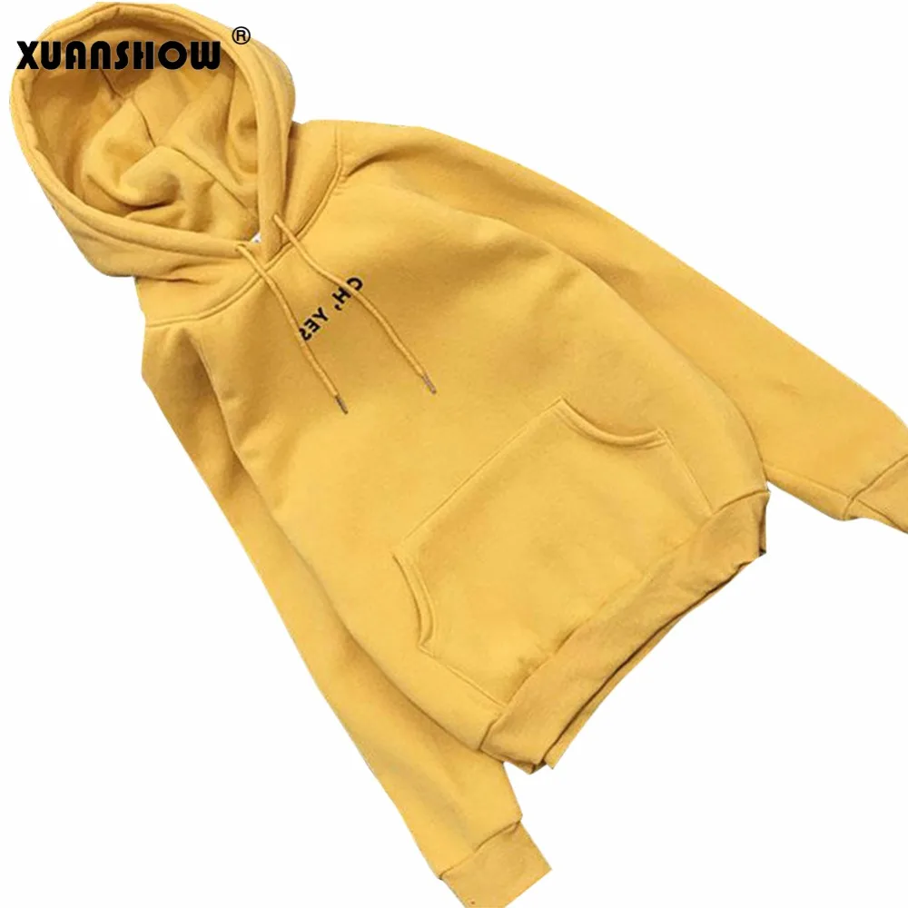  XUANSHOW Spring Autumn Women Hoodies Hoodies Fleece Oh Yes Letter Harajuku Printed Pullover Loose F