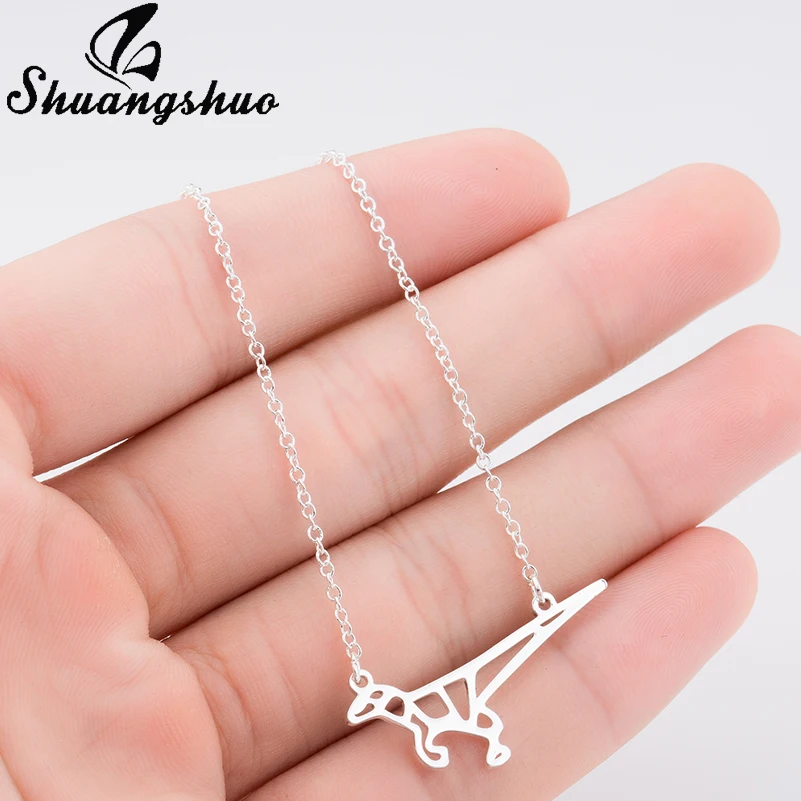

Shuangshuo Ethnic Origami Dinosaur Necklace Women Geometric Necklace Animal Necklace Choker Necklaces & Pendants bijoux femme