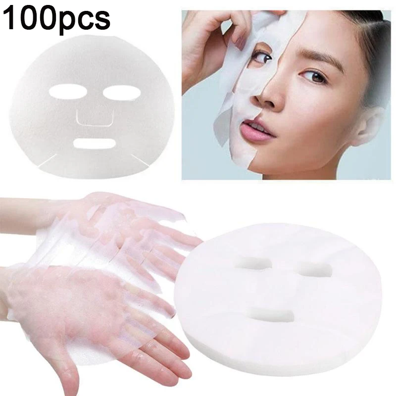 100pcs Disposable Non Compress Face Mask Cotton Silk Facial Masks Sheet