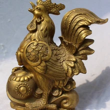 " Китайский Бронзовый Богатство Деньги Foo Фу Курица Chook вес Петух Петух Статуя