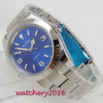 

40mm Bliger Blue Dial Romantic gifts Steel Case luminous hands Automatic movement men's watch