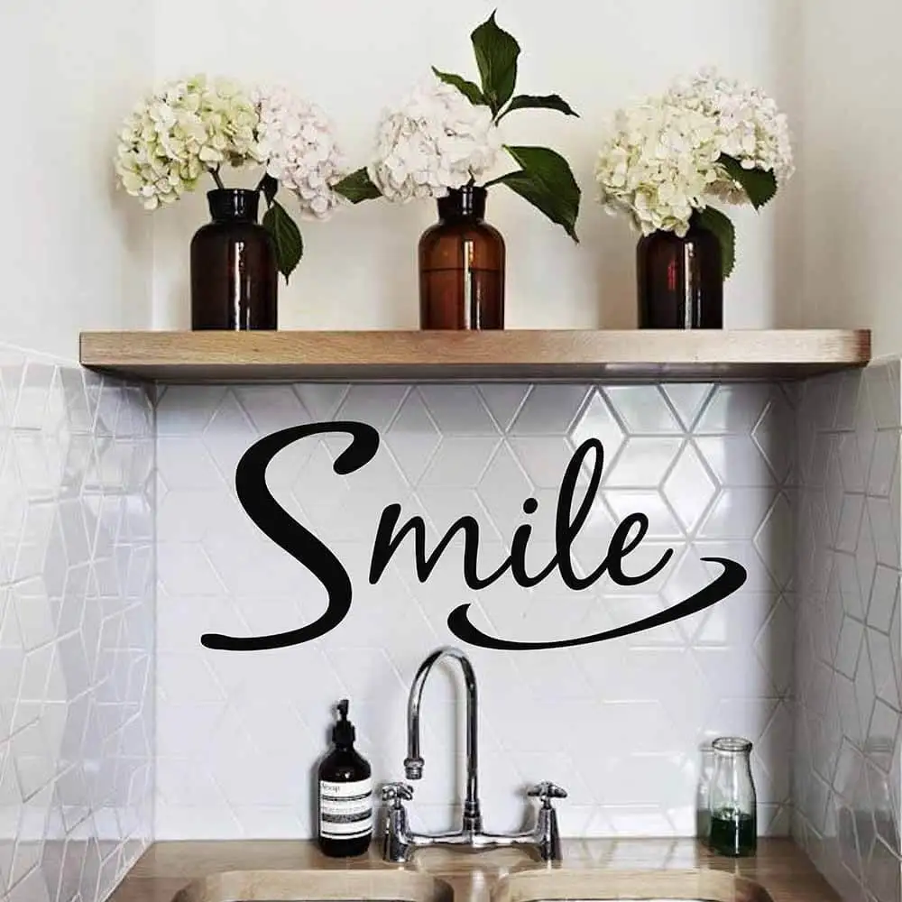 Smile Motivational Words Wall Decal Inspirational Removable Home Decor