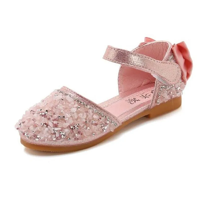 Childrens leather shoes Girls Rhinestone Sequin Princess Shoes Kids Wedding Party Shoes For Baby Girl Sandal Pink Black Silver Childrens leather shoes Girls Rhinestone Sequin Princess Shoes Kids Wedding Party Shoes For Baby Girl Sandal Pink Black Silver