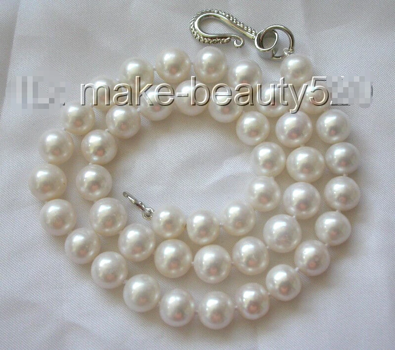 

stunning big 10mm perfect round white freshwater cultured pearl necklace s904^^^@^Noble style Natural Fine jewe SHIPPING (C0309)