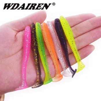 

10pcs/lot Silicone Worm Wobblers Soft Bait 7cm 2g Jig Fishing Lure Pesca Bass Artificial rubber Lures Fishing tackle DW-598