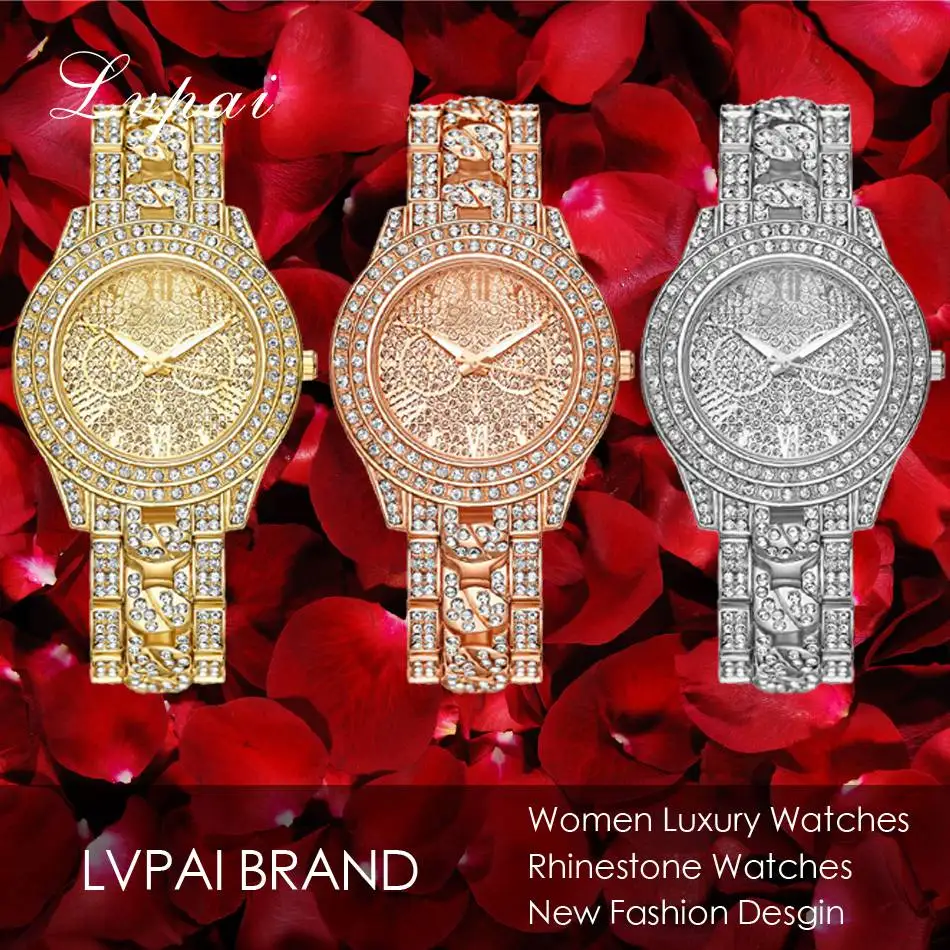 

2017 LVPAI Brand Watches Women Rome Digital Watch Rhinestone Wristwatch Ladies Watch Fashion Women Luxury Casual Quartz Watch
