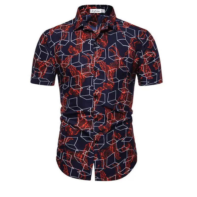 Мужские гавайская рубашка мужской Повседневное camisa masculina печатных Пляжные рубашки короткий рукав брендовая одежда - Цвет: C49
