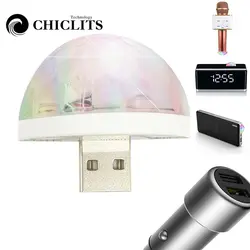 Светодиодный USB автомобильный окружающий свет 5 в RGB мини 3 Вт сценический праздничный свет DJ меняет цвет Звук Активированный Кристалл