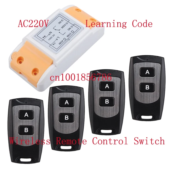 

220V 10A 1CH wireless remote control switch 1 Receiver&4 Transmitter Learning code adjustable control switch