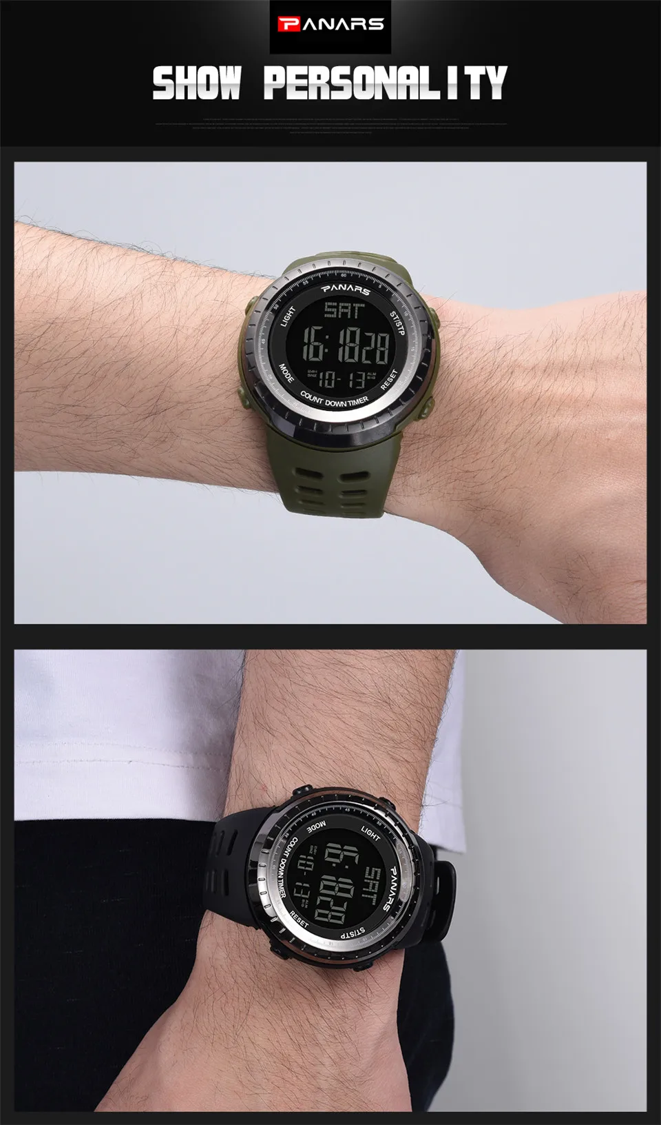 PANARS Brand Men's Watches LED Digital Watch Men Wrist Watch Black Alarm 50m Waterproof Sports Watches For Men Relogio Masculino (11)