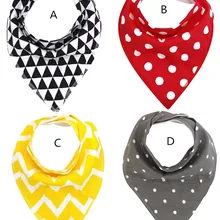 Черный и белый треугольник+ горошек+ шеврон бандана нагрудники для малышей | унисекс Слюнявчики из органического хлопка INS дизайн 4 шт./компл