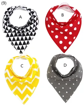 

Black and white triangle + polka dot + chevron Bandana Bibs for Baby | Unisex Drool Bibs | Organic Cotton INS designs 4pcs/set